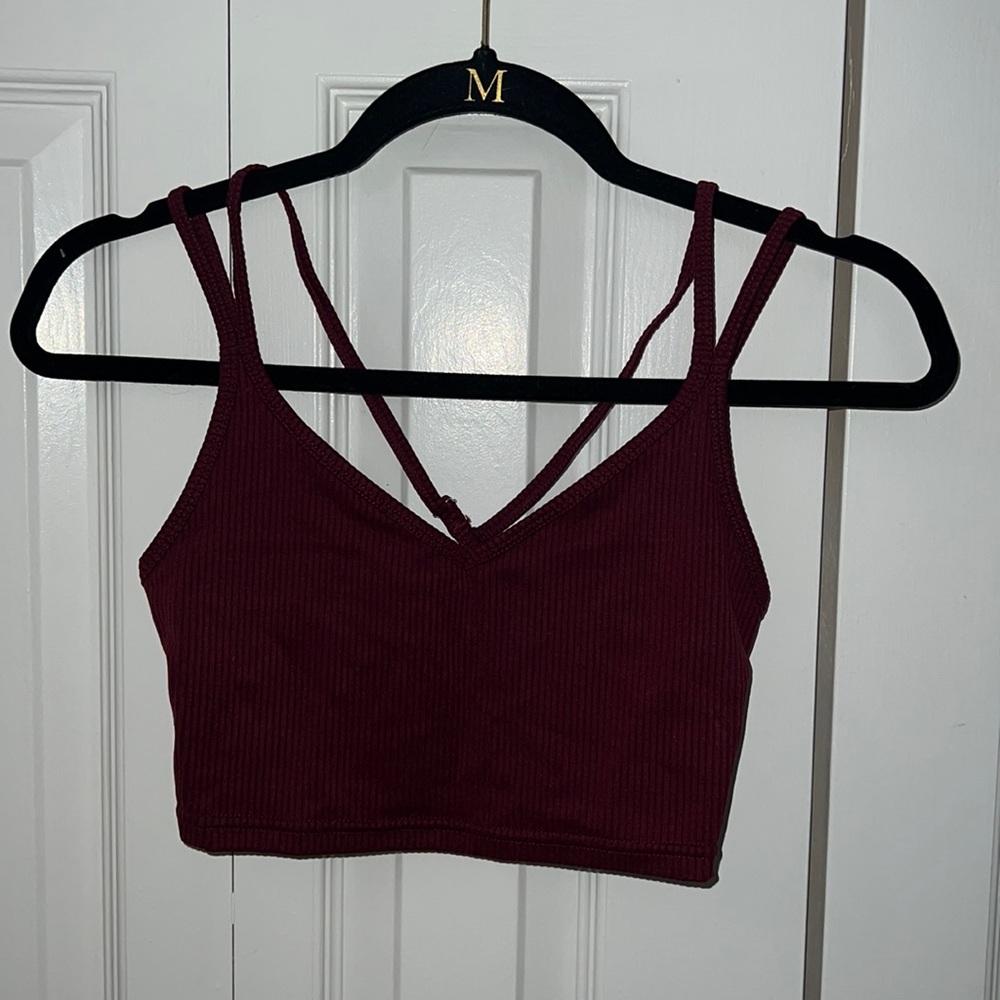 ForLove&Lemons cropped maroon ribbed top, never worn